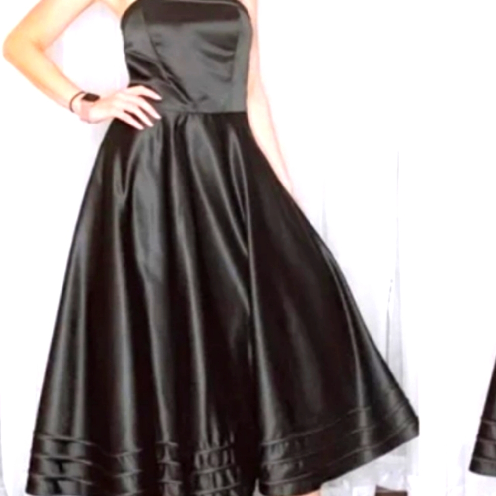 Bill Levkoff strapless black cocktail dress